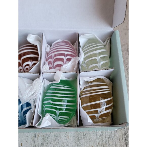 Williams Sonoma glass swirl colorful egg Easter home decor set unique - Picture 3 of 7